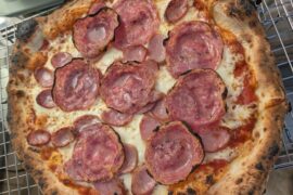 24 hour RT poolish, 65 hour CT, 5 hour RT, 70% hydration salami and kurobuta sausage