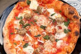Italian Sausage, fennel and leek pizza