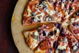 Pizza with Salami and Olives