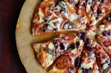 Pizza with Salami and Olives