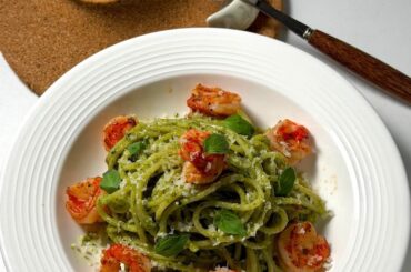 Basil Pawns Pasta! First try succeed