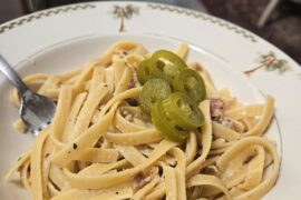Fettuccine Alfredo, Bacon and Jalepenos