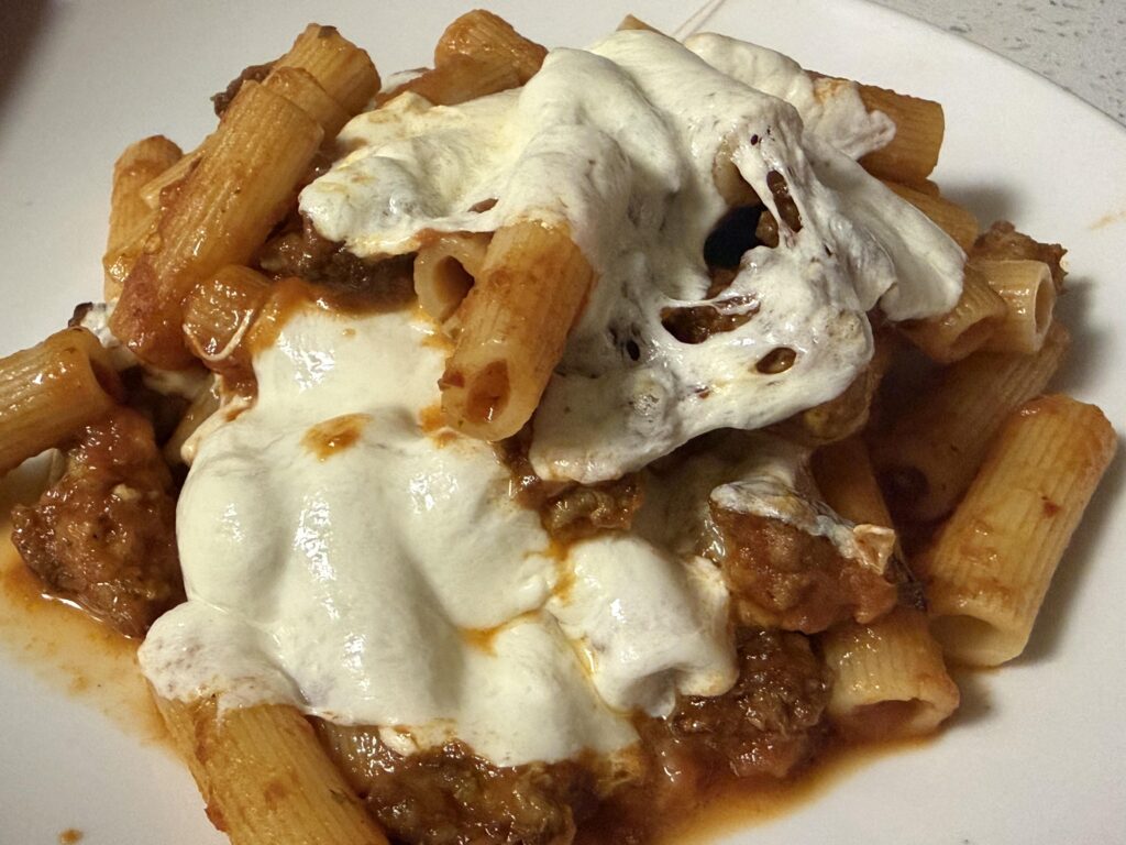 Baked sausage rigatoni