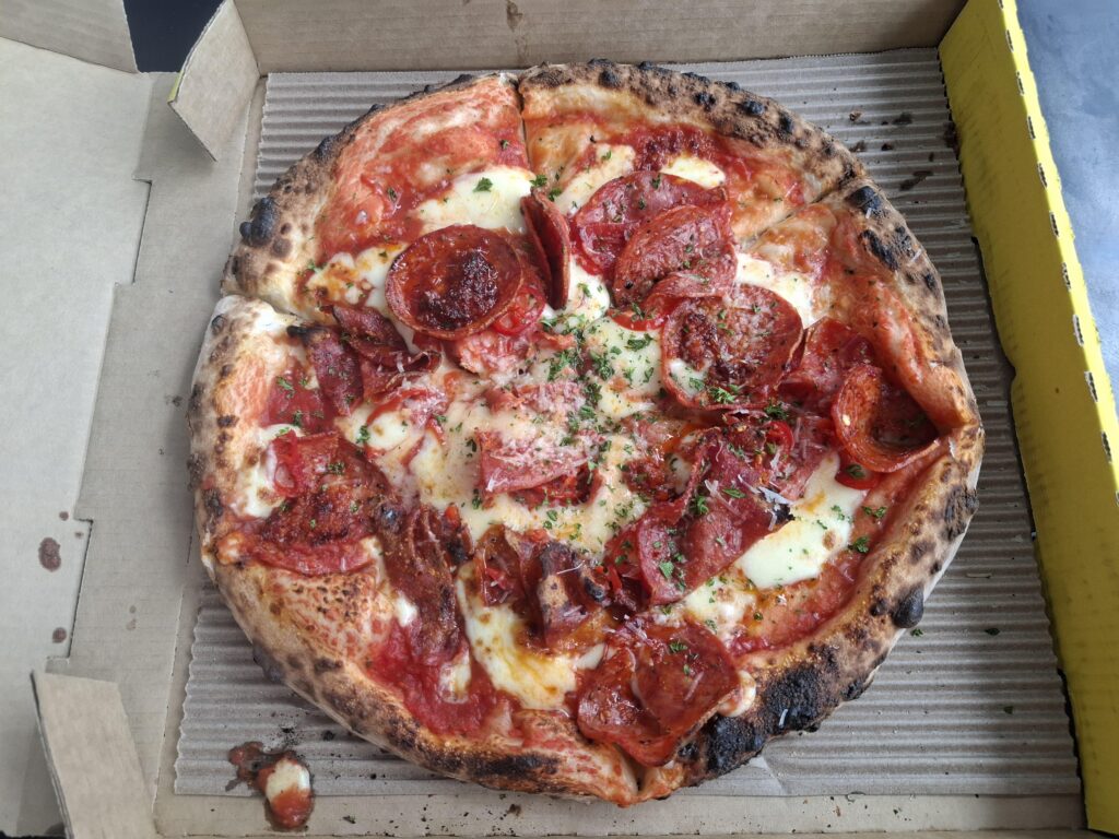 Tomato, mozzarella, salami, pepperoni, nduja & chilli