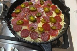 First cast iron pan pizza that took less than two hours, start to finish, to create.