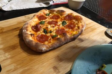 First time making Neopolitan (suppose to be) style pizza.  Not gonna lie it's pretty good (15th pizza made).