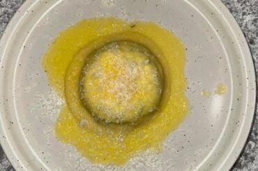 Homemade Raviolo Di Ricotta with a Burnt Butter Sauce for my wife and I