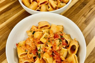 Paccheri Pasta with Tomato Sauce and Tuna