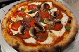 Last nights pizza - pepperoni, prosciutto, basil and mushrooms