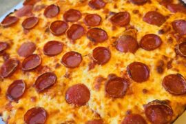 Pizza on focaccia dough