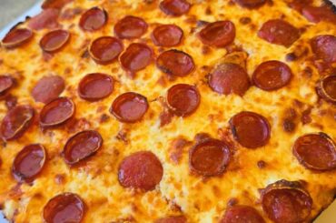 Pizza on focaccia dough