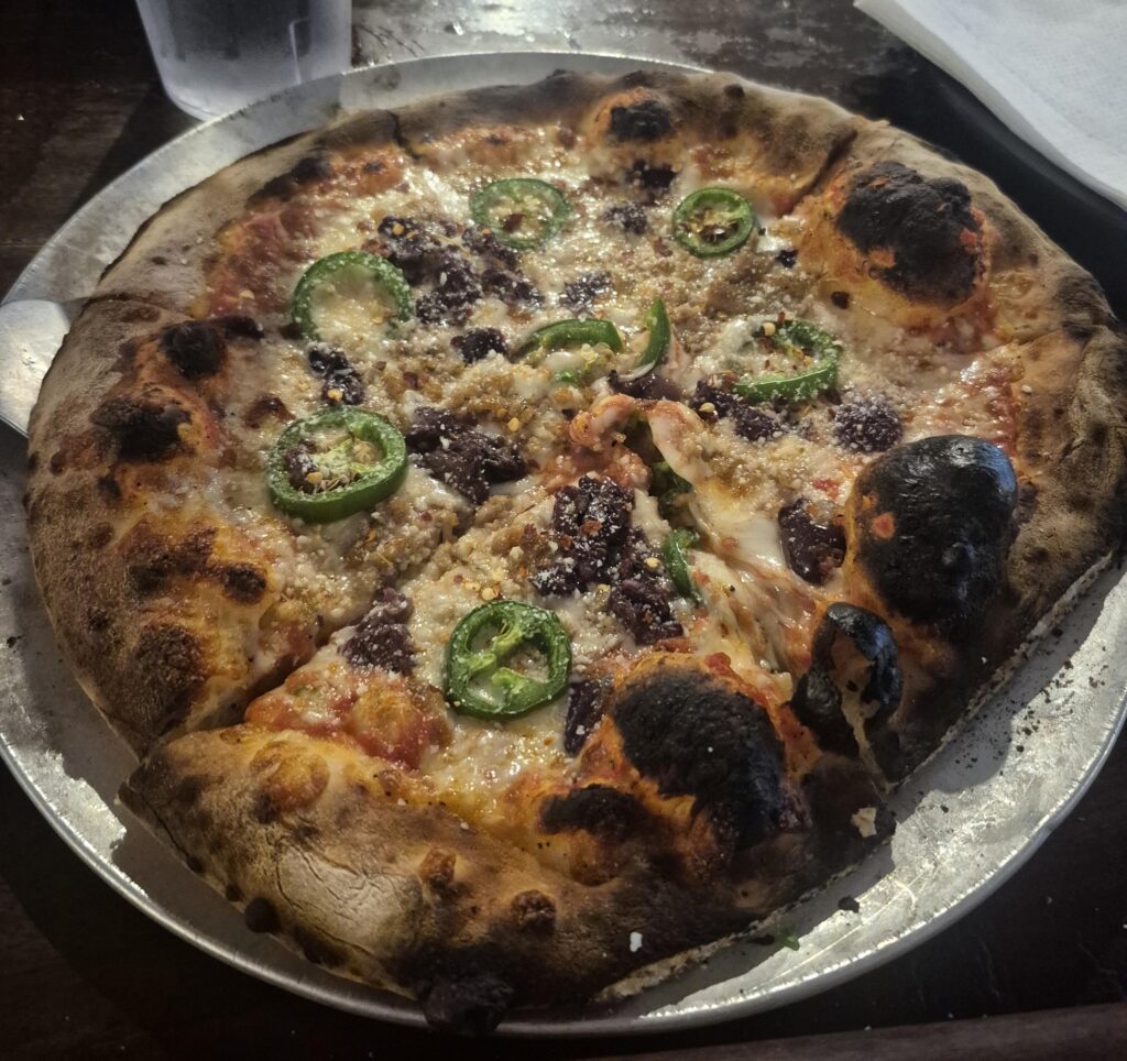 Sausage, Kalamata Olive, Jalapeno at my favorite local place