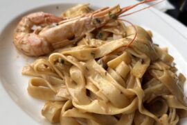 Lobster pasta in a creamy white wine sauce 😄