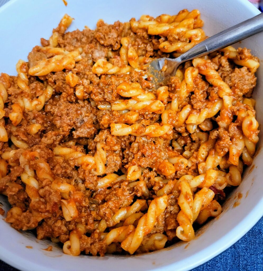 Made some sloppy joe pasta for my brother.