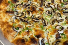 White pizza with mushrooms
