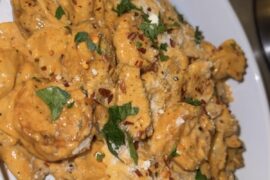 Creamy Cajun chicken & shrimps Bow tie pasta