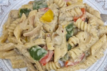 French mother sauce pasta with vegetables cooked separately in Indian spices