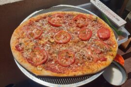 pizza on a sunny day