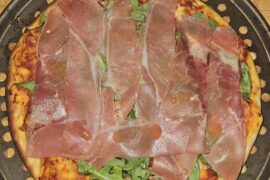 Home made prosciutto pizza thin crust