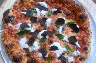 NY Style Pizza w Burrata, Basil and Truffle
