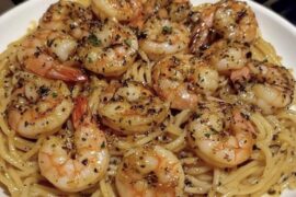 Devil shrimp spaghetti for lunch