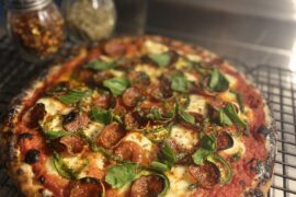 Ezzo pepperoni, fresh jalapeño, basil- cooked in the gozney arc xl:)