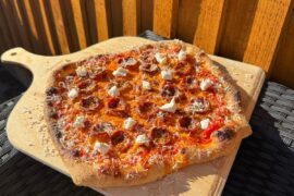 Goats Cheese and Chorizo pizza