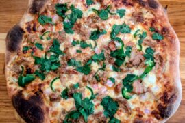 Pulled Pork Pizza with Homemade BBQ Sauce, Jalapeno and Red Onion