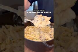Macro-Friendly, High Protein Creamy Steak Pasta #shorts