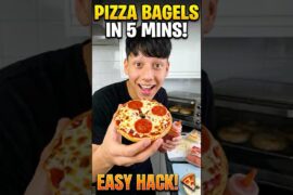 How to make pizza bagels in 5 minutes #amazingfood #food #foryou #cooking #fyp #delicious #recipe