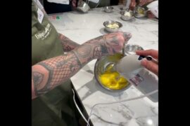 Whipping up the yolks and sugar for the #Tiramisu in #Rome #Italy