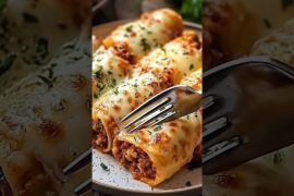 Cheesy Beef Cannelloni Rolls. #comfortfood #recipe #dinnerideas #food #foodlovers #foodie