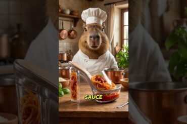 Spaghetti In A Shoe? Capy Cucina Cannot Continue. #capybara #italianfood