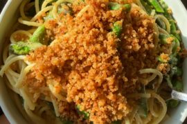 Asparagus and Parmigiano Pasta with Lemon Garlic Crumb