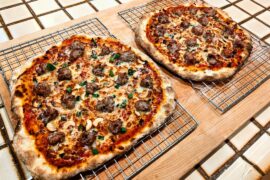 Thin crust with Italian sausage, cashews and green onion
