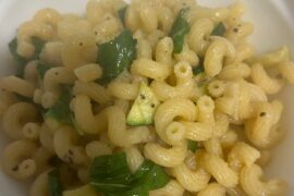 olive oil, nooch, basil , garlic , cracked black pepper