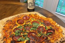 Pepperoni, mozzarella cheese, spinach, arugula. Cooked on an Ooni Karu 2 Pro