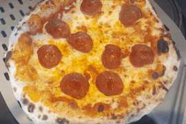 Cheeky pepperoni cooked in a cheap aldi gas pizza oven