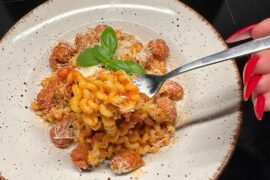 Fusilli Lunghi with Salsiccia Meatballs🍝