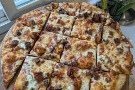 Tavern Style Chili's triple Dipper Pizza, sliders, hot nuggets, and mozzarella sticks