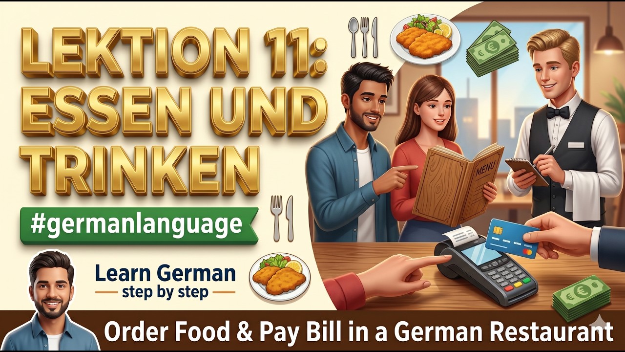 Lektion 11: Essen und Trinken | How toorder Food and Pay bill in Restaurant #germanlanguage Lektion 11: Essen und Trinken | How toorder Food and Pay bill in Restaurant #germanlanguage