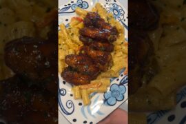 HOT HONEY WINGS & PASTA 😋 #cooking #food #recipe #explorepage