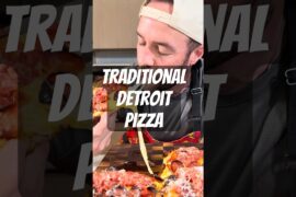 Sauce goes on last for this traditional Detroit pizza. Recipe on my page!
