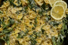 Lemon Toasted Pine Nut Arugula Pasta Salad