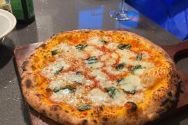 Pizza napoletana and a cheesy bread with my limited ingredients last night