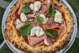 Tomato, parm, prosciutto, ricotta, basil