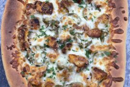 Homemade Chicken Tikka Garlic Naan Pizza