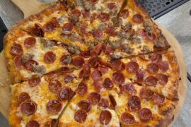 Hand tossed pepperoni feta and 1/2 sausage