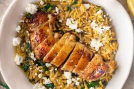 Greek Chicken Spinach Orzo Pasta