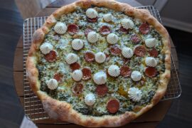Pesto-Roni and cheese pizza!